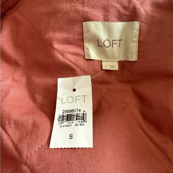 LOFT Pink Utility Jacket with Relaxed Fit and Collarless Neckline - Picture 2 of 7